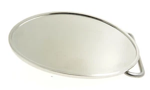 Shiny Chrome Oval Blank Metal Belt Buckle - Picture 1 of 2