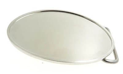 Shiny Chrome Oval Blank Metal Belt Buckle - Image 1 of 2