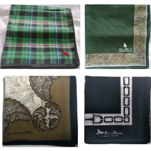 LOT OF 4  HANDKERCHIEF VINTAGE PATTERNED COTTON MEN POCKET SQUARE HANKY - Picture 1 of 5