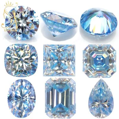 Ice Blue Moissanite Diamond Loose Stone Fancy Cut Gemstone With GRA Certificate - Image 1 of 4