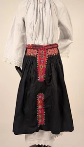 ANTIQUE 19TH C HAND EMBROIDERED FOLK COSTUME APRON FOR DRESS - Picture 1 of 3