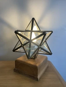 Vintage Moravian Star Light Shade Pendant Lamp Clear Glass Brass, Hand Made Base - Picture 1 of 12