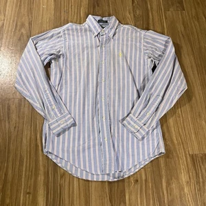 Vintage Polo Ralph Lauren Button Up Shirt 18 Boys Blue Striped Pony Logo 90s Y2K - Picture 1 of 8
