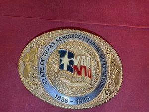Fibbia cintura giocata oro 24K ufficiale celebrazione sesquicentenario State of Texas - Foto 1 di 5