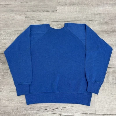 Pullover vintage años 70 80 Sears azul liso cuello redondo para hombre pequeño Foto 1 de 4