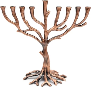 Tree of Life Menorah Rustic Gold Finish for Hanukkah (Rustic Copper Finish) - Picture 1 of 5