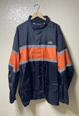 Motorcycle Jacket Mens 3XL J&P Cycles Striped Mock Collar Full Zip Mesh Lined - Image 1 of 4