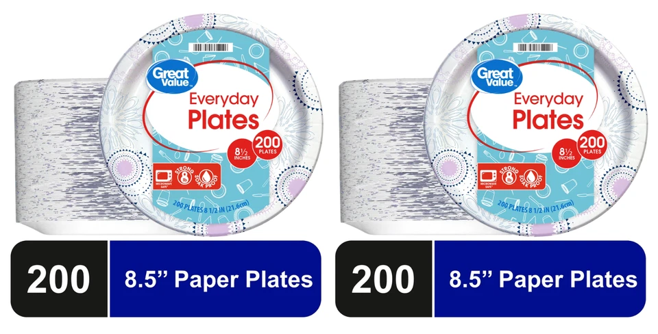 Great Value Everyday Disposable Paper Plates, 8.5", 400 Count - Image 1 of 1