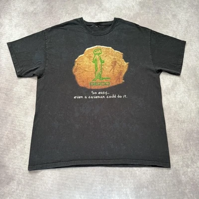 Vintage Geico Shirt Mens Extra Large Black Caveman Commercial Graphic Tee 2000s - Image 1 of 4