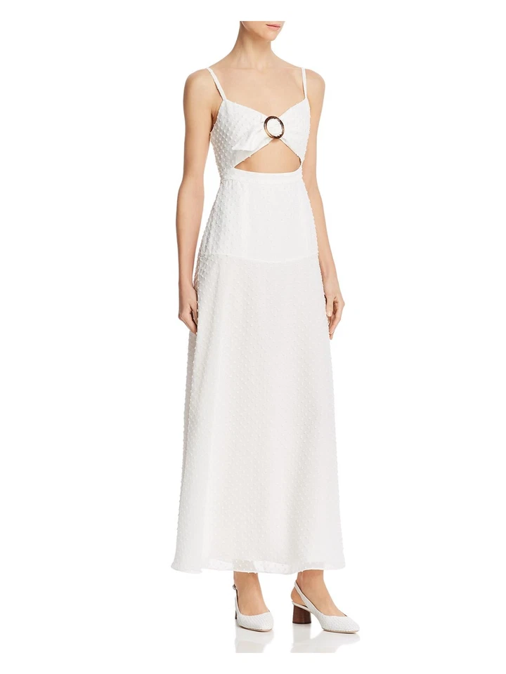Fame and Partners Womens Ivory Cut out V-neck Sheer Maxi Dress 8 BHFO 4763