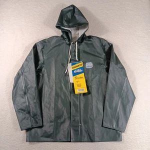 Grundens Jacket Mens Small Green Clipper Hooded 82 Pvc Heavy Duty Fishing NWT - Picture 1 of 10