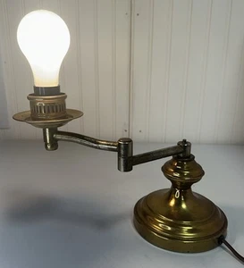 Vintage Brass Table Desk Lamp Swing Arm Underwriters Laboratories E-20840 - Picture 1 of 13