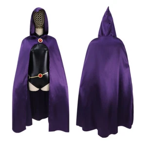 NEW Teen Titans Raven Costume Superhero Jumpsuit Cloak Body Suit kids adult gift - Picture 1 of 21