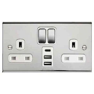 Deta SD1288CHW Slimline Décor Switch Presa 2 Gang DP con 2 x Porta di Ricarica USB - Foto 1 di 1
