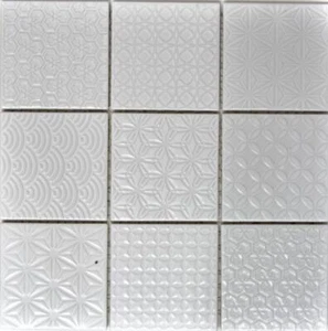 Azulejo de mosaico retro vintage cerámica blanco Spirit Art:22B-0104_b | 1 estera - Imagen 1 de 11