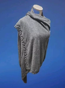 Esley Wool Blend Lightweight Open Front Wrap Sweater Filigree Cutout Sz S CL06 - Picture 1 of 8