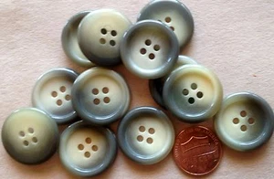 12 Shiny Grey & Cream Plastic Sew-through Buttons 7/8" 23mm # 7236 - Picture 1 of 1