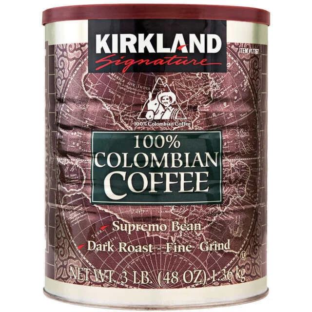 Kirkland 3lb Fine Grind Supremo Bean Colombian Coffee - Dark Roast (17767)