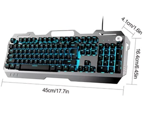 EWEADN GX810 Wired Keyboard with Metal Panel, Multimedia Knob & Phone Holder - Picture 1 of 4