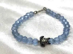 AQUAMARINE QUARTZ STONE ROUND 6MM CARVED GEMSTONE BEADS 7"INCH 1 BRACELET - Picture 1 of 6