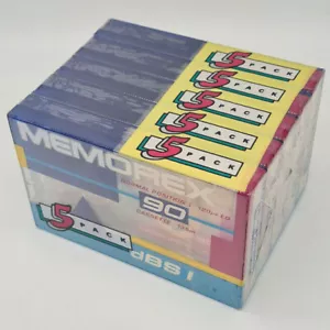 Memorex Cassette Tapes 90 Min Normal Position 1 DBS 1 New Sealed 5 Pack - Picture 1 of 4