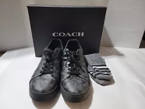 Zapatillas bajas Coach para hombre 12 Signature G4949 de lona negra carbón - Imagen 1 de 23