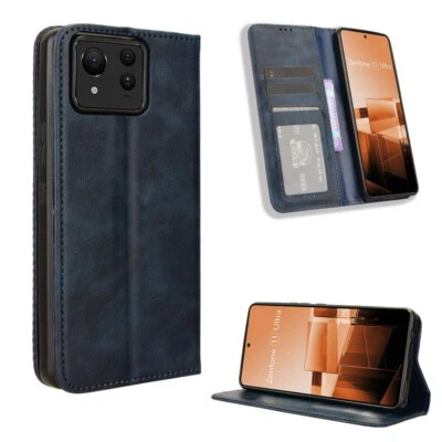 Funda tipo billetera con tarjetero de cuero ultra retro + protector de pantalla para Asus Zenfone 11 Foto 1 de 4