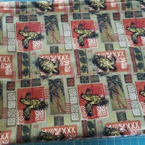 Turtle Fabric Printex Green Brown 3 Yards Quilting Cotton Ptm-072r Sea Turtle - Picture 1 of 2