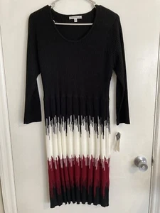 Vestido para mujer Sandra Darren mediano acanalado multicolor manga larga nuevo #701 - Imagen 1 de 12