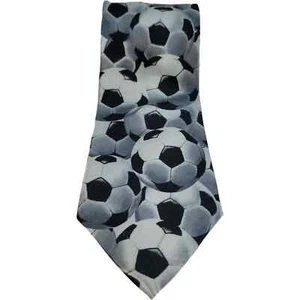 Mens Robin Ruth Silk Neck Tie Soccer Balls Gray White Black Sporting Sports Ball - Picture 1 of 5
