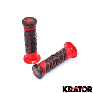 YAMAHA RAPTOR 80 125 250 350 450 660 700 YFZ GEL GRIPS RED RUBBER HANDGRIPS STAR - Picture 1 of 1