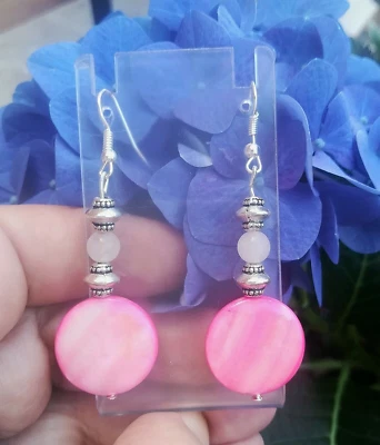 ORECCHINI QUARZO ROSA NATURALE CERTIFICATO E ARGENTO 925 EMERALDESIRE GIOIELLI® - Immagine 1 di 4