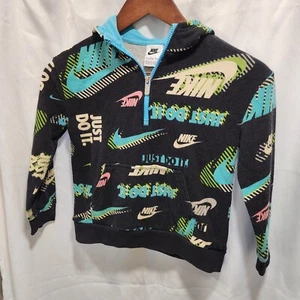 Nike Hoodie Youth Boys Large Black Multi Pullover Sweatshirt 3/4 Zip Logo M Sz 6 - Picture 1 of 3