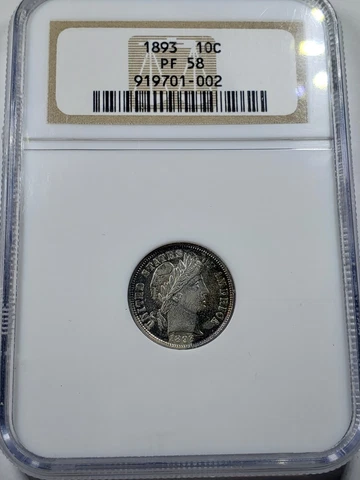 1893 Barber Dime NGC PF58 low mintage 792 Cover