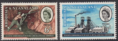 1961 Rhodesia and Nyasaland SC# 178-179 - Miner with Drill - M-H - Image 1 of 2
