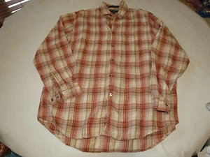 Brandini linen plaid Mens long sleeve button up casual shirt M GUC @ - Picture 1 of 3