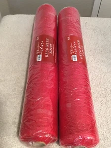 DECO MESHRIBBON. Lot Of TWO. Red W/Red Metallic Sparkle. 21” x 30 Feet. NEW. - Picture 1 of 3