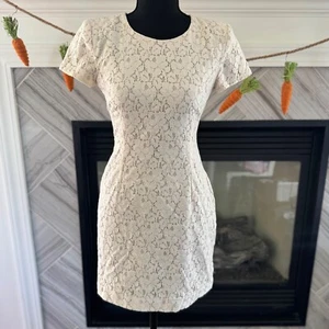 French Connection Lace Dress Cocktail Party Short Sleeve Ivory Size 0 - Picture 1 of 3