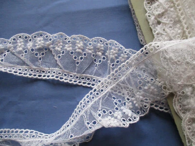 Petit volant broderie sur tulle nylon vintage (1980) 2 m x 5 cm - Photo 1/3