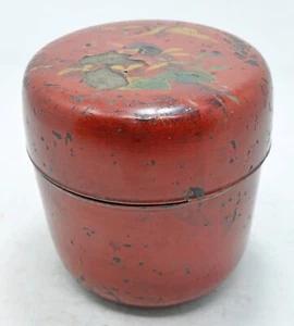 Antique Wooden Lacquer Painted Box Original Old Hand Carved - Picture 1 of 6