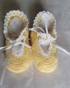 Cotton Thread crochet Mary Jane baby crib shoes Booties 0-3 Months choose color - Picture 1 of 14