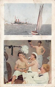 Postal: Close Shaves of a Sailor's Life, Naval Review, U.S. Navy, DB 1910 - Imagen 1 de 2