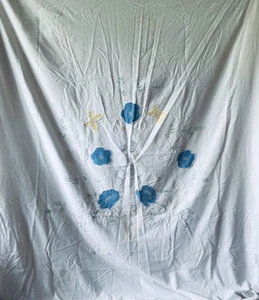VTG Handmade Embroidered & Patchwork Full Size Top Sheet 74 X 79 Read - Picture 1 of 24