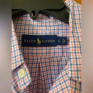 Ralph Lauren Herren Hemd Button Down Rosa Blau Gingham Frühling Ostern Large Freizeit - Bild 1 von 7