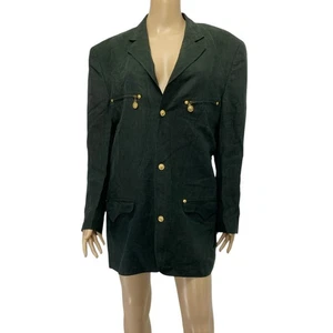 VERSUS GIANNI VERSACE Charcoal Gold Lion Buttons Blazer Jacket - Picture 1 of 10