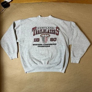 Vintage 90s Artex USA XL NBA Basketball Portland Trailblazers Sweatshirt Gray - Bild 1 von 6