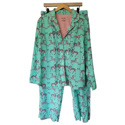 Nick & Nora Pajamas Zebras Mint Green Sz XL Lightweight 100% Cotton Sleepwear - Image 1 of 4