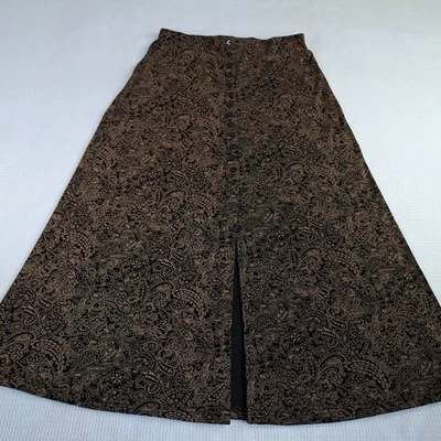 Saia Feminina Vintage Briggs Pequena Tamanho M/P Marrom Preta Slinky Elástica Feita nos EUA - Imagem 1 de 4