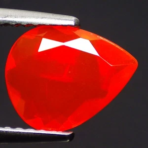 0.89 Ct Topclass (9 x 7 mm) Pear 100% Natural Orangy Red Fire Opal Gemstones - Picture 1 of 7