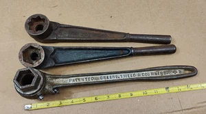 3pc Large Antique Rathet Tool No.1 Dresser Lowell Wrench Co Green, Tweed co - Bild 1 von 15